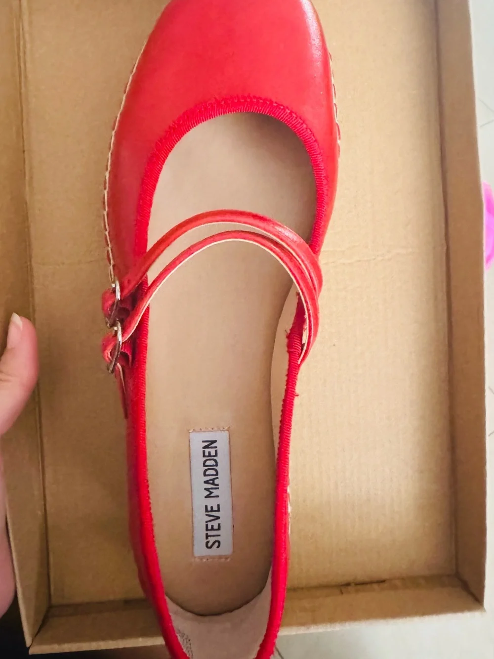 Red Women's Espadrille Mary Jane Flats